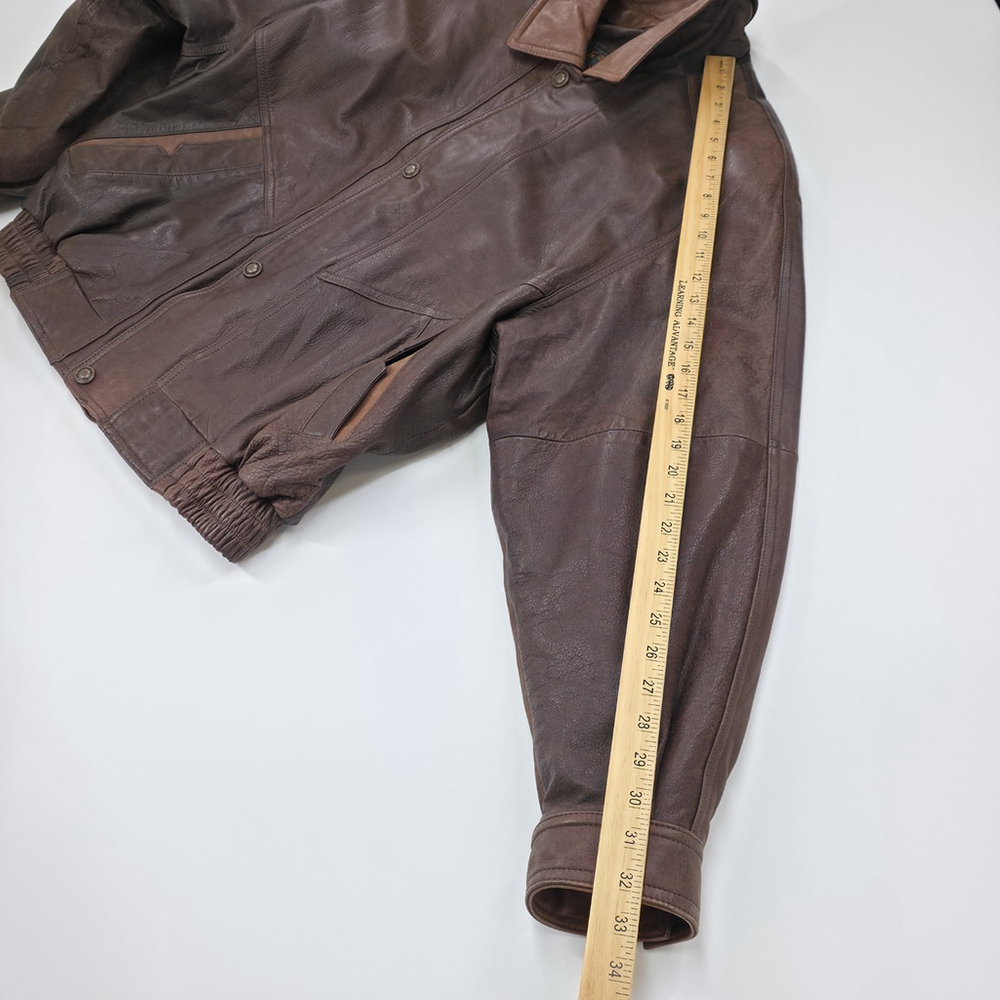 Americana Leather Adventure Bound Flight Jacket Men’s L Brown Travel Wear - Picture 16 of 16